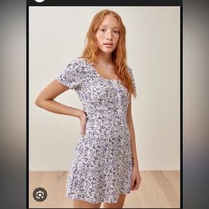 Reformation Blue and White Margeaux Dress